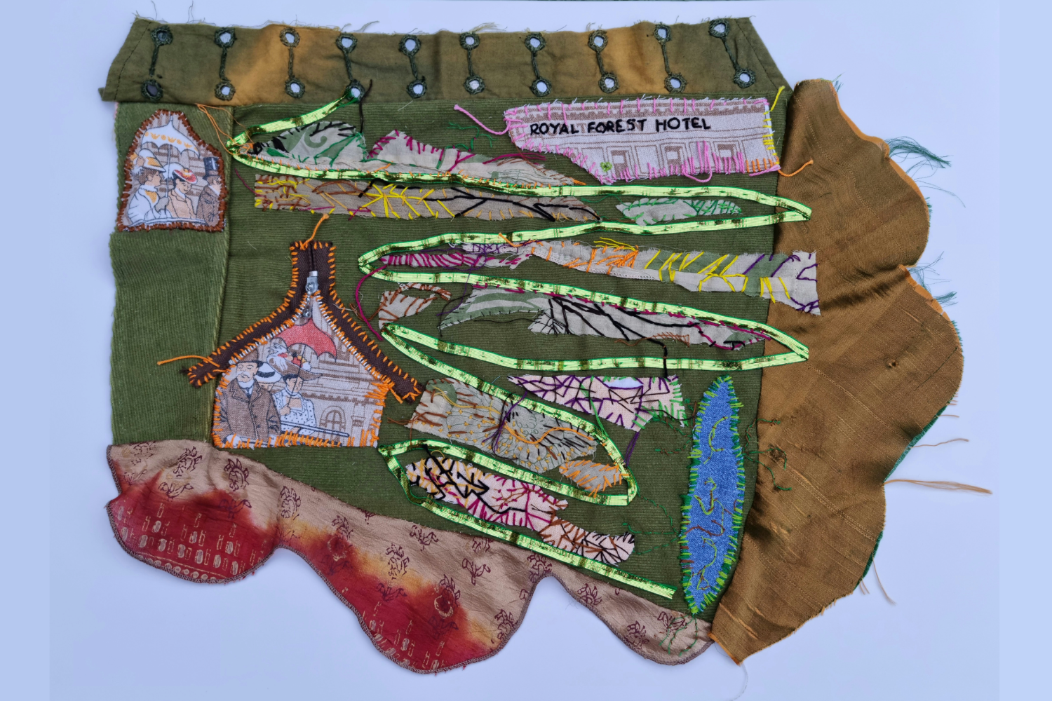 Embroidered map