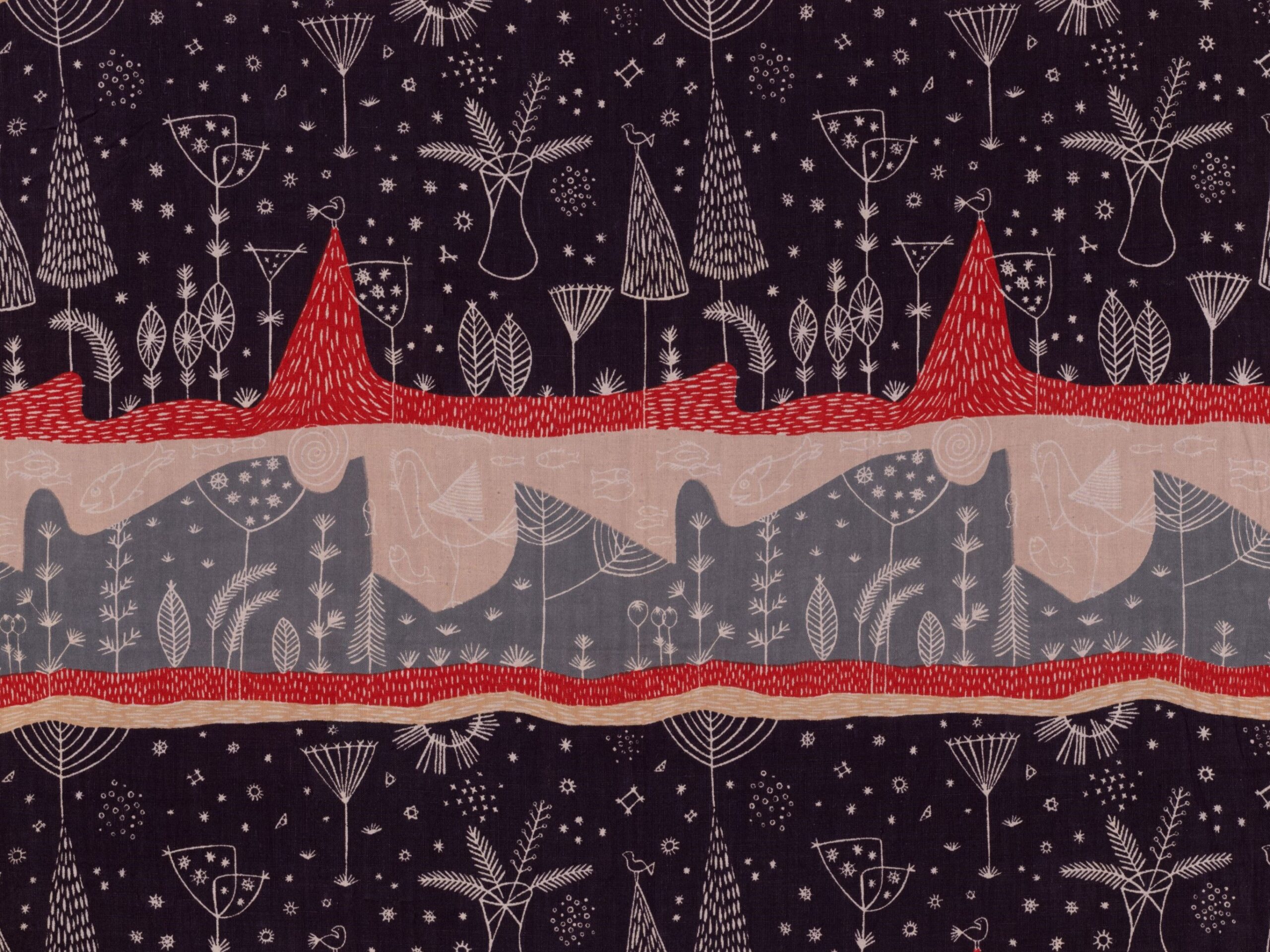 Dark Garden, printed linen, design by Hilda Durkin for Liberty, 1953